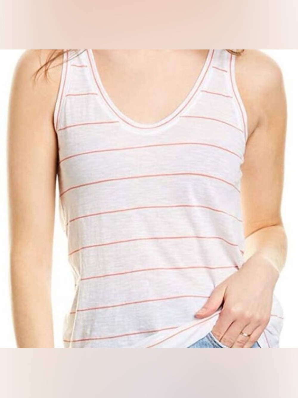 Authentic Vince Skinny Stripe Scoop Neck Tank Top